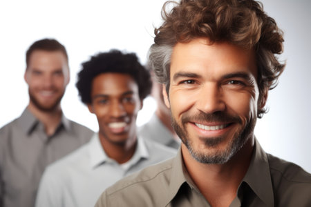 closeup of a creative leader with his team behind him, created with generative aiの素材