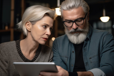 shot of an unrecognisable couple using a digital tablet together, created with generative aiの素材