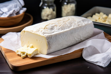 full loaf of bread with cheeses ready to be turned into sandwiches, created with generative aiの素材