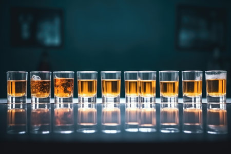 cigarettes arranged in a neat row on a glass table, created with generative aiの素材