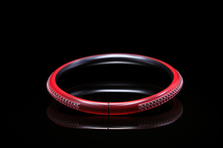 red pilates ring positioned on a black background, created with generative aiの素材