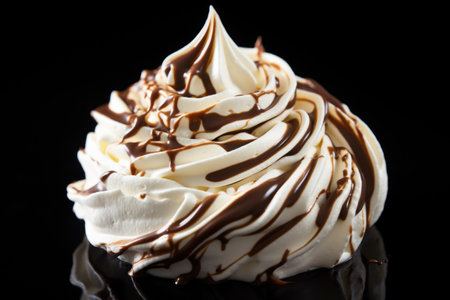 a swirl of soft serve vanilla-chocolate mixed ice cream, created with generative aiの素材