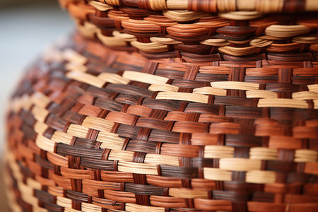 detail shot of woven african basket, created with generative aiの素材
