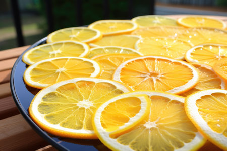 citrus slices for drying and stringing up, created with generative aiの素材