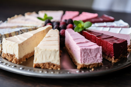 cold leftover pie slices arranged on a platter, created with generative aiの素材