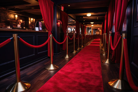 red velvet rope marking vip area in an event, created with generative aiの素材