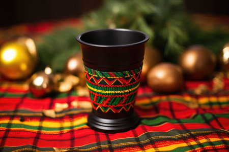 kwanzaa unity cup against earthy tablecloth, created with generative aiの素材