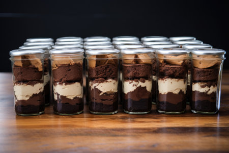 brownies arranged in a glass jar, created with generative aiの素材