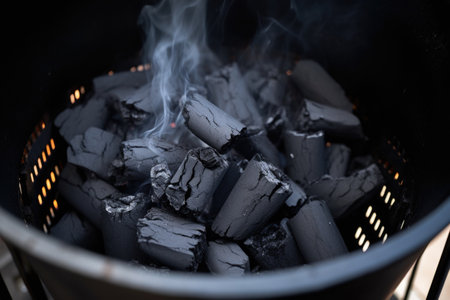 charcoals inside a medium-sized chimney starter, created with generative aiの素材