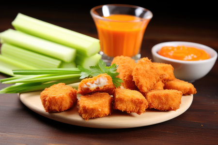 nuggets served alongside carrot and celery sticks, created with generative aiの素材