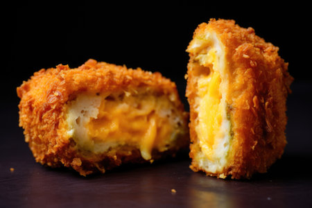 a nugget split into two, showing interior texture, created with generative aiの素材