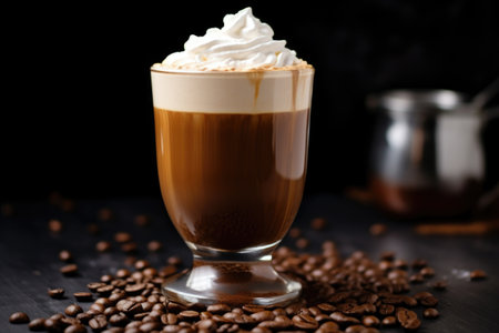 thick coffee shake topped with a dollop of whipped cream, created with generative aiの素材