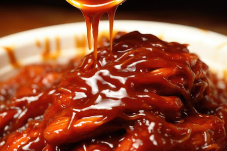 close-up of mop head soaked in zesty barbecue sauce, created with generative aiの素材