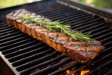 seitan steak seasoned with fresh herbs, off grill, created with generative aiの素材