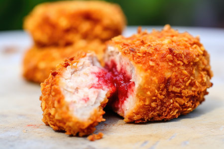 cross section of nugget, showing cooked inside, created with generative aiの素材