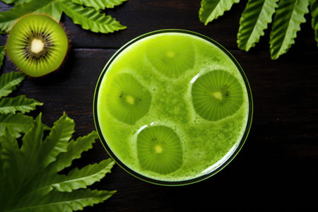 overhead view of a kiwi daiquiri, created with generative aiの素材