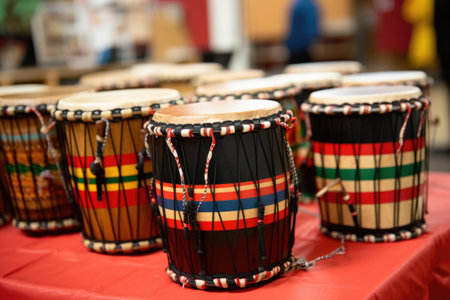 close-up shot of ngoma drums used in kwanzaa dance, created with generative aiの素材