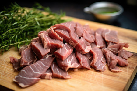 tender slices of beef for stroganoff, created with generative aiの素材