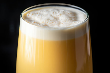 detailed shot of a cream ale in a conical pint glass, created with generative aiの素材