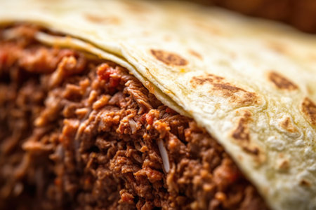 macro shot of a burrito wraps surface texture, created with generative aiの素材