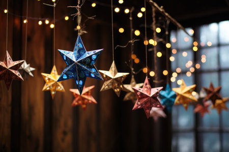 handmade star of david decorations hanging, created with generative aiの素材