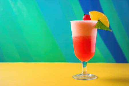 glass of daiquiri with a bright colorful background, created with generative aiの素材