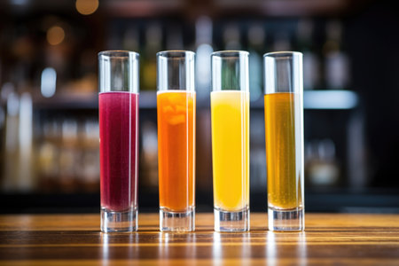 carrot juice mixed with other fruit juices in a tall glass, created with generative aiの素材