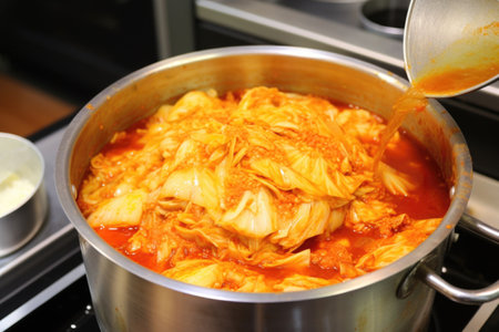 kimchi preparation process: cabbage soaking in brine, created with generative aiの素材