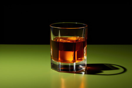manhattan cocktail against a solid colored backdrop, created with generative aiの素材