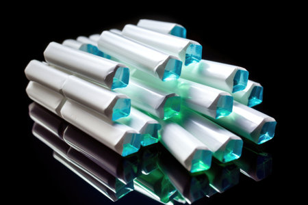 pyramidal stack of fluoride toothpaste tubes, created with generative aiの素材
