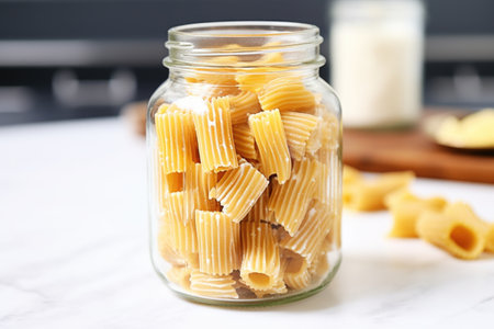 stelline pasta twinkling in a clear glass jar, created with generative aiの素材