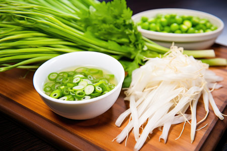 pho garnished with fresh green onions and pepper, created with generative aiの素材