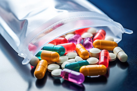 pills inside a ziplock bag, created with generative aiの素材