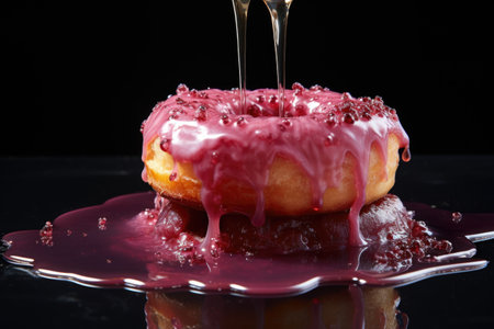 jelly-squeezing process into a cooled donut, created with generative aiの素材
