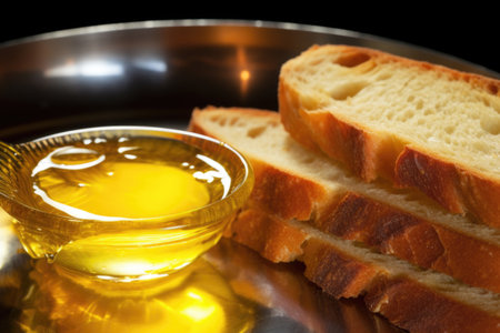 large close-up of melted butter and grilled bread, created with generative aiの素材