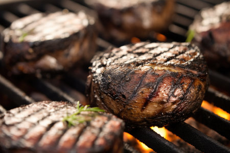 close up texture of grilled portobello, created with generative aiの素材