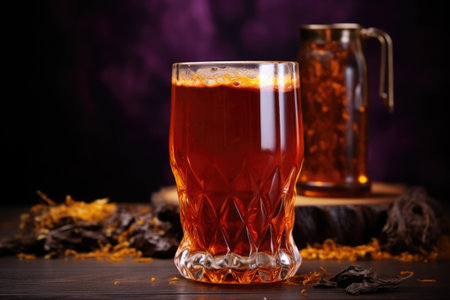 serving a chilled amber ale in a fantasy beer glass, created with generative aiの素材