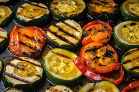 pattern of grilled vegetables brushed with oil, created with generative aiの素材