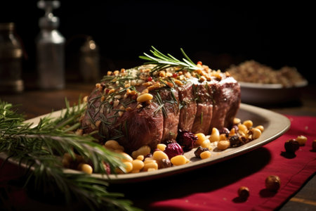 beef roast smothered with granulated garlic and fresh rosemary, created with generative aiの素材