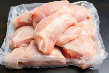 raw chicken wings in grocery store packaging, created with generative aiの素材