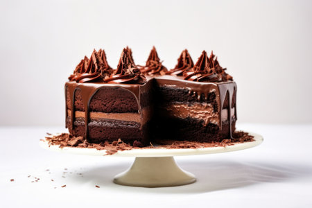 gluten-free chocolate cake with a white background, created with generative aiの素材