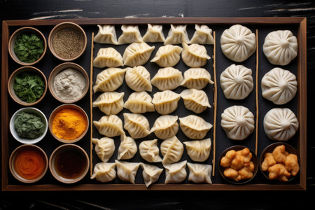 a variety of dumplings in different shapes, created with generative aiの素材