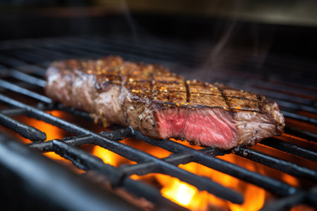 flame-seared steak on a gas grill, created with generative aiの素材
