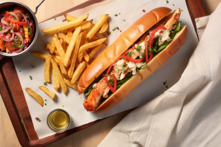 overhead shot of lobster roll, created with generative aiの素材