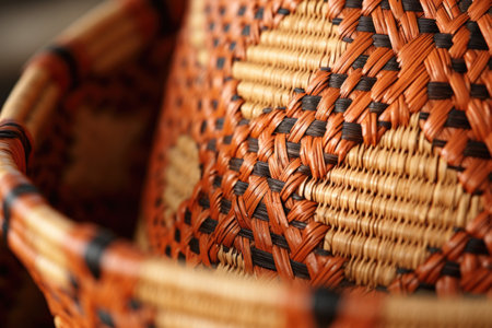 detail shot of woven african basket, created with generative aiの素材
