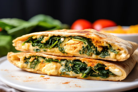 a pita sandwich stuffed with spicy mayo and fillings, created with generative aiの素材