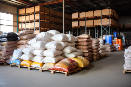 heap of unsold products in a warehouse, created with generative aiの素材