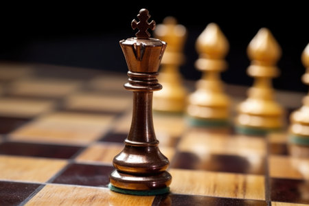 a close-up of a pawn capturing the queen in chess, created with generative aiの素材