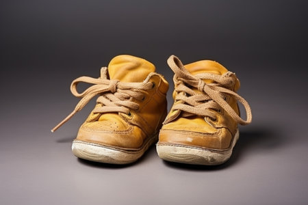 an untied pair of oversized childrens shoes, created with generative aiの素材