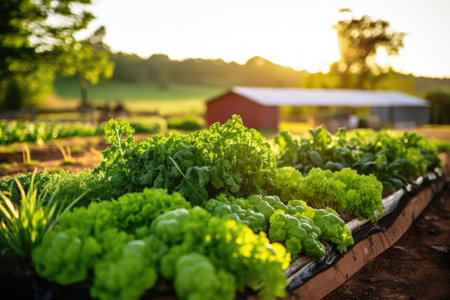 representation of sustainable farming with healthy crops, created with generative aiの素材